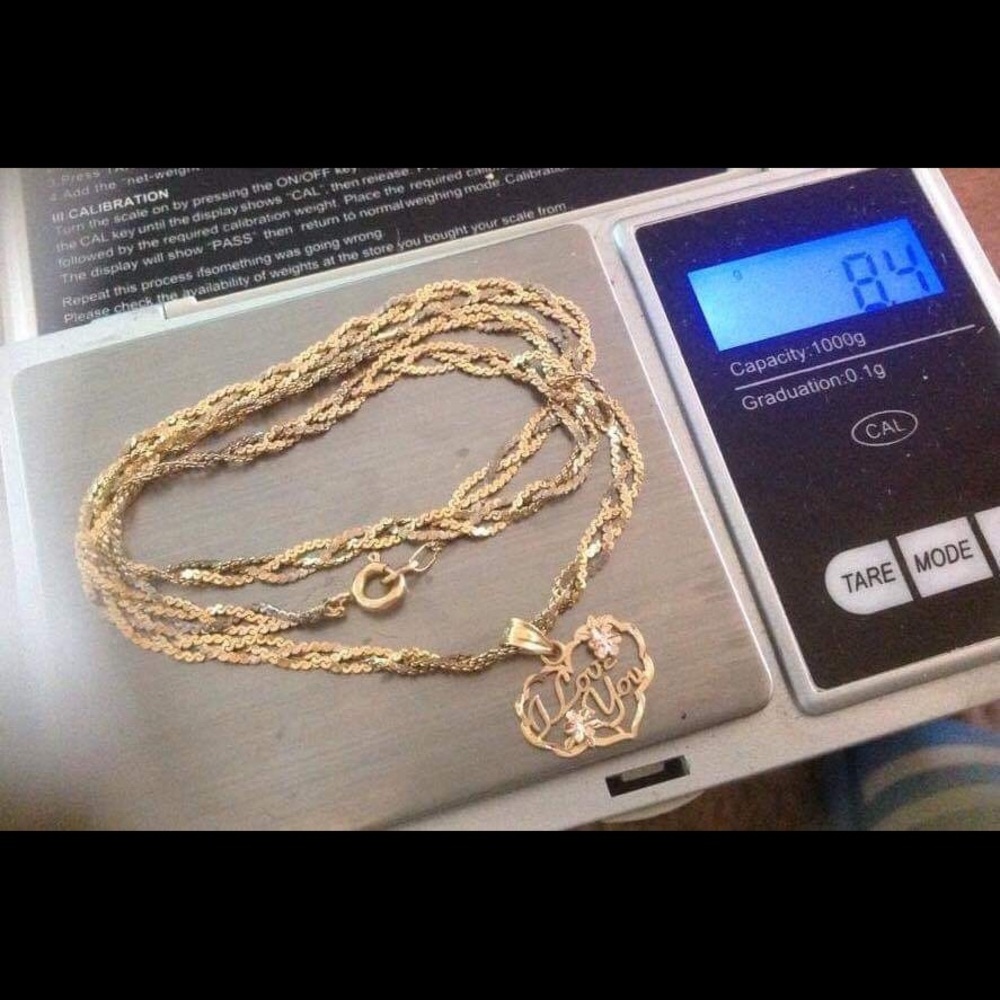 SOLD—14 Karat Necklace with I Love You Pendant - Picture 6 of 6